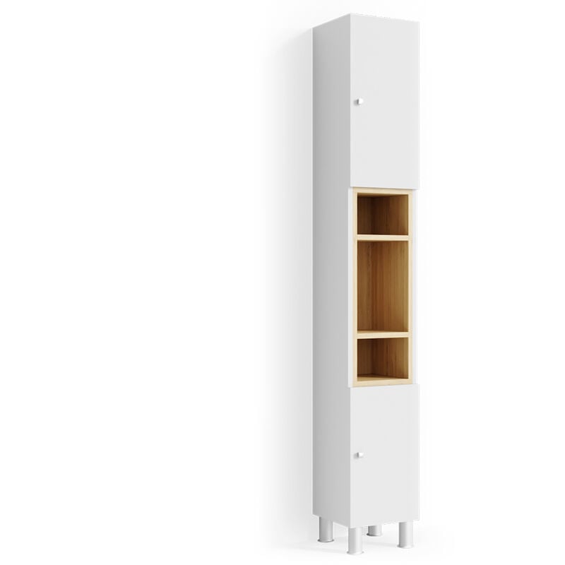 Vicco - Meuble de rangement de salle de bain Aquis, Blanc, 30 x 190 cm