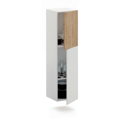 Meuble de salon coloris blanc / chêne doré - Hauteur 42 x Longueur 150 x Profondeur 40 cm - PEGANE -