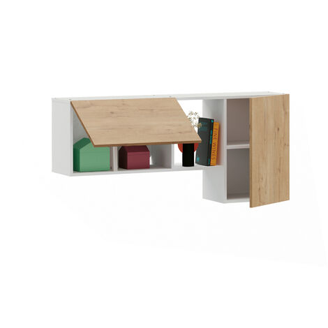 Meuble de salon coloris blanc / chêne doré - Hauteur 60 x Longueur 130 x Profondeur 32 cm - PEGANE -