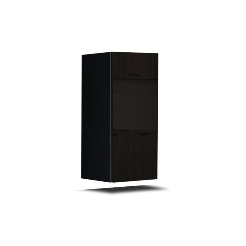 Meublorama - Meuble de salon suspendu cepto – Noir mat et brillant – 1 porte, 1 étagère – Design moderne