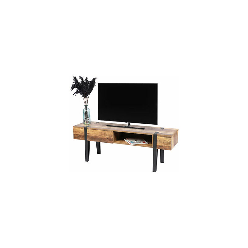 Meuble TV 140x40x50 cm en bois et métal - VANOISE