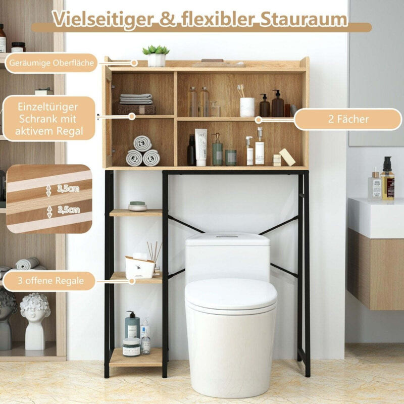 Northix - Meuble de toilette avec porte en rotin pe etagere de toilette avec tablette reglable naturel