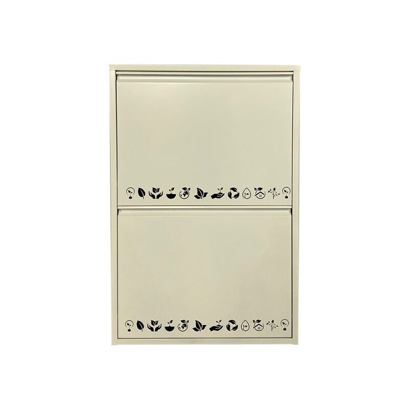 Sodiake - Meuble de rangement pour jouets 3 bacs ou 3 compartiments a usage poubelle de recyclage en metal blanc robuste et avec erigraphie nature 93