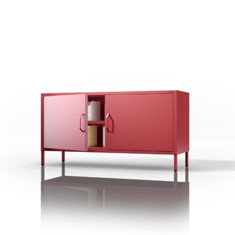 Meuble de TV industriel ROSA, 1150 x 595 x 400 mm, Modern: rouge