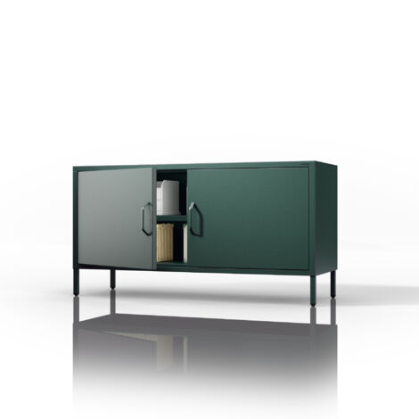 Meuble de TV industriel ROSA, 1150 x 595 x 400 mm, Modern: vert bouteille