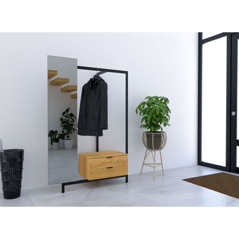 Deco In Paris - glenn - Meuble d'entrée avec armoire miroir et 2 tiroirs en bois et métal glenn
