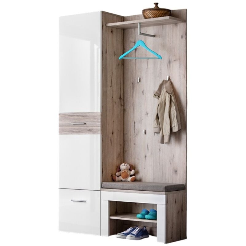 Meublorama - Meuble d'entrée design pour votre entrée collection onyx 1coloris chêne et blanc