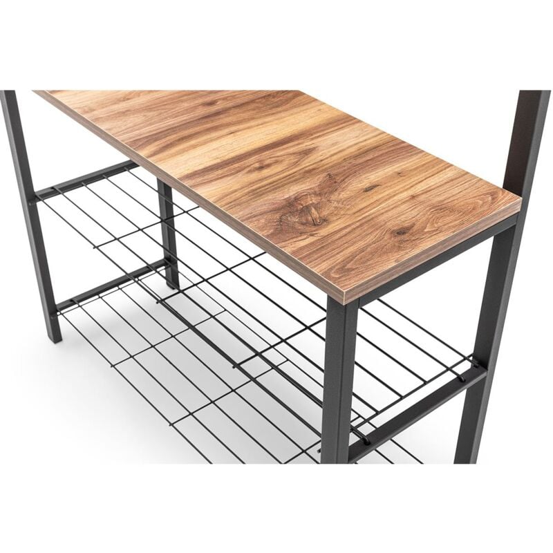 Cotecosy - Porte-manteau en Chêne et Noir avec Cadre en Métal, 86x172 cm, Pour Hall d'Entrée ou Bureau