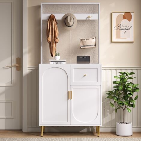 Meuble d'entrée avec armoire à chaussures,crochets -  Meuble d’entrée, Ensemble de garde-robe - 80x175,5x35 cm - Blanc