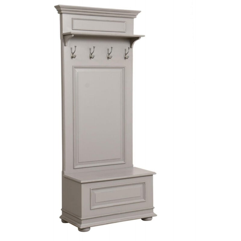 Meuble d'entrée avec banc coffre1 place et 4 patères - mdf - Blanc - Interior's