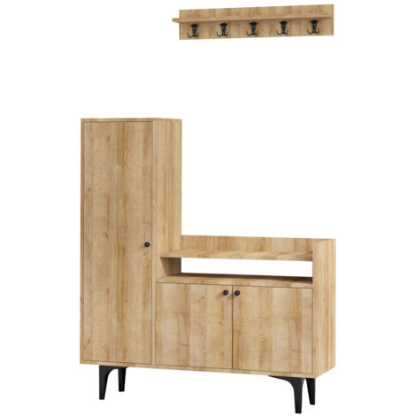 Meuble d'entrée avec étagère murale Wandel Chêne clair