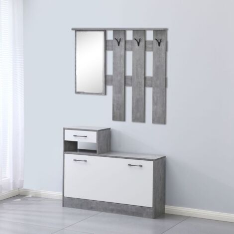 Meuble d'entrée avec miroir 100x180x25 cm