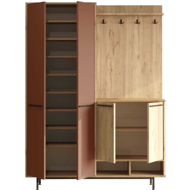 Meuble d'entrée avec placard à chaussures et patères Sylvie