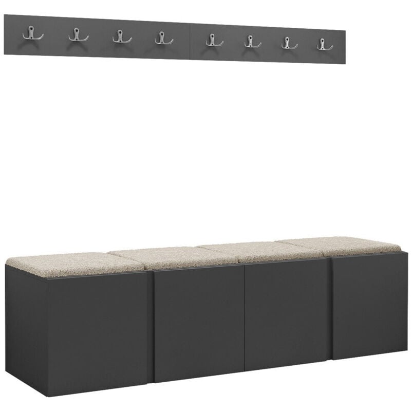 Mobilier1 - Meuble d'entrée Hartford 276, Abriamo 3, 0x0x0cm, Tapisserie, Stratifié, à poser, à suspendre