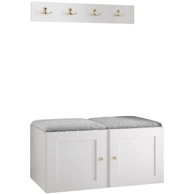 Mobilier1 - Meuble d'entrée Hartford 376, Noir, 0x0x0cm, mdf, Stratifié, Tapisserie, à suspendre, à poser