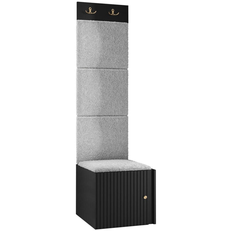 Mobilier1 - Meuble d'entrée Hartford 386, Noir, 186x42x46cm, Stratifié, Tapisserie, mdf, à suspendre, à poser