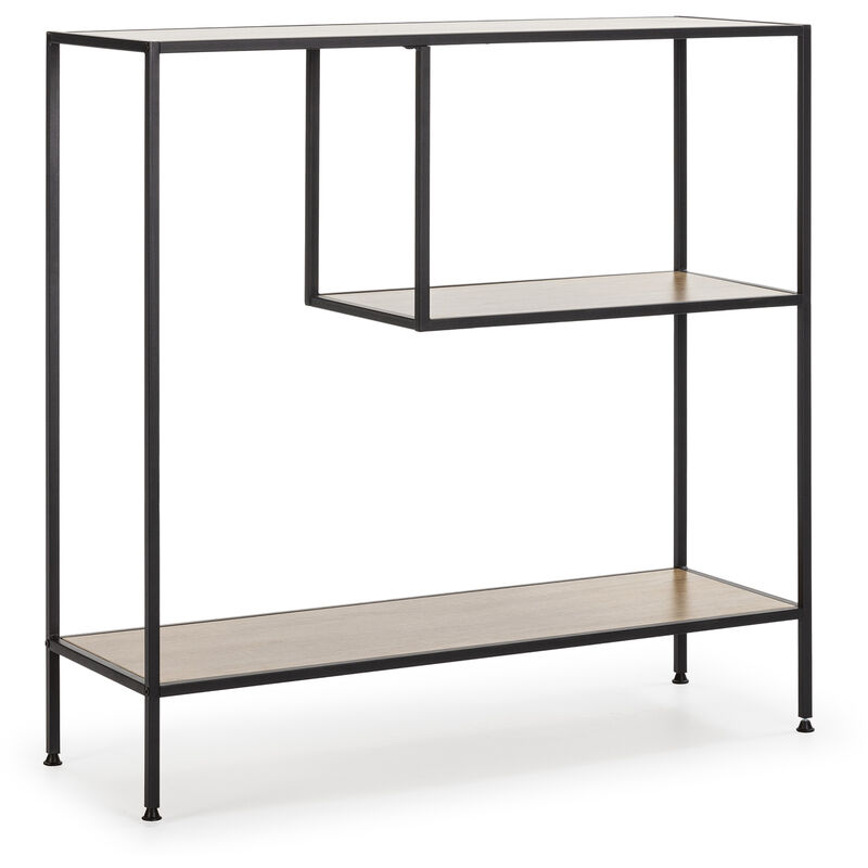 Meuble d'entrée Ines avec 2 étagères, couleur chêne/noir