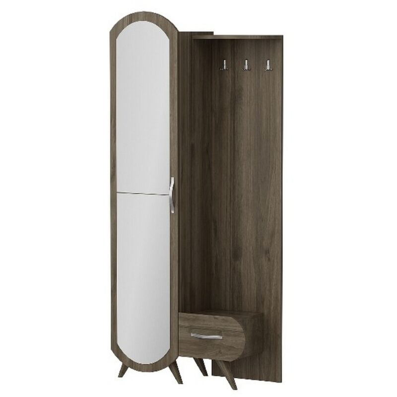 Homemania - Meuble d'Entrée Kerry, Panneau Aggloméré Mélaminé, Plastique, Noyer, 80x35x180 cm