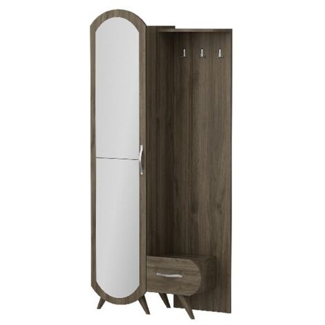 HOMEMANIA Meuble d'Entrée Kerry, Panneau Aggloméré Mélaminé, Plastique, Noyer, 80x35x180 cm