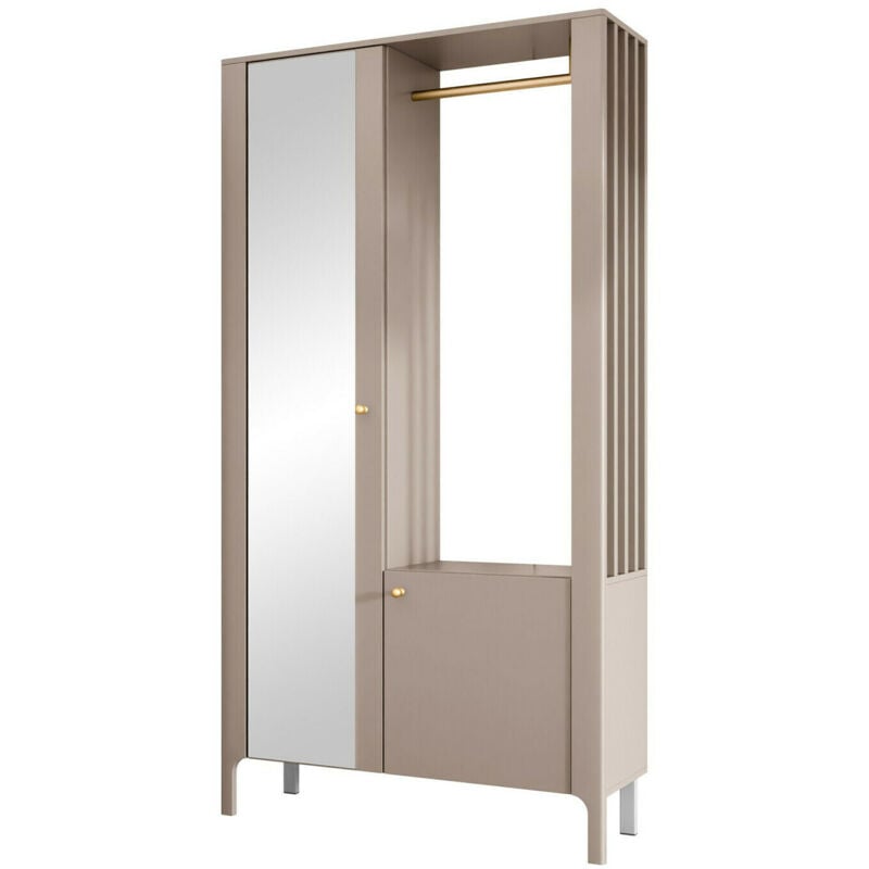 Mobilier1 - Meuble d'entrée Stanton 149 , 197x105x33cm, Miroir, Stratifié, à poser