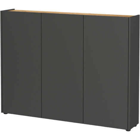 Meuble d'entrée suspendu 138x25x105 cm gris foncé et chêne - TREDY