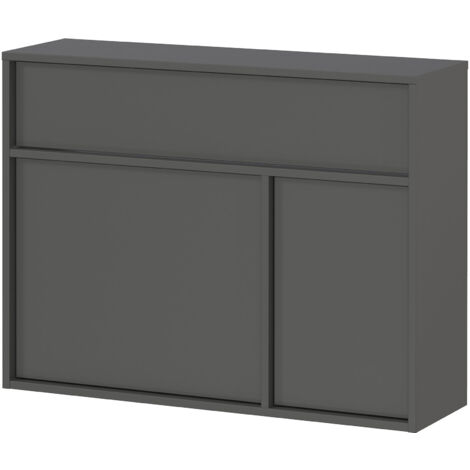 Meuble d'entrée suspendu 2 portes 83x25x63 cm gris foncé - AMEKA