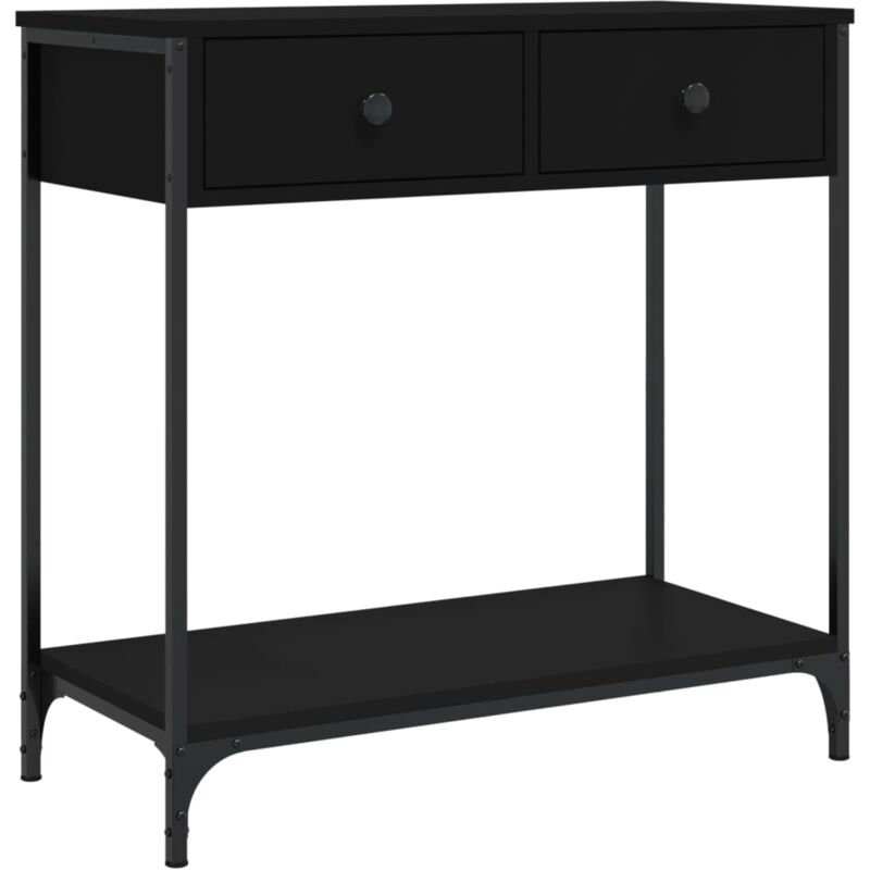 Décoshop26 - Meuble d'entrée table console design élégant avec tiroirs 75 x 34,5 x 75 cm bois d'ingénierie et métal noir DEC032155