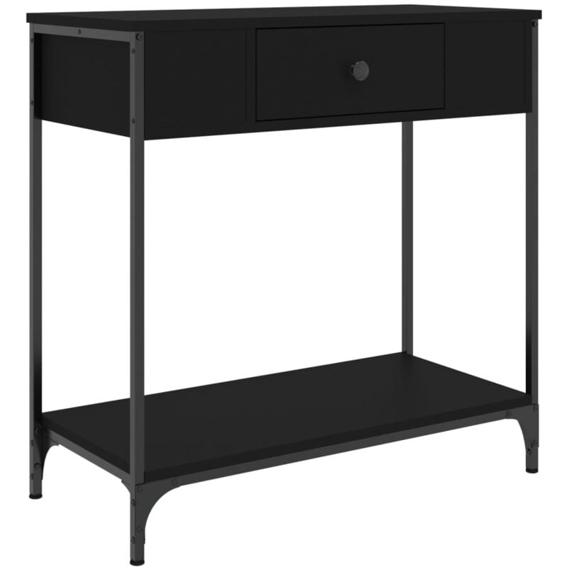 Décoshop26 - Meuble d'entrée table console design élégant avec tiroirs 75 x 34,5 x 75 cm bois d'ingénierie et métal noir DEC032156