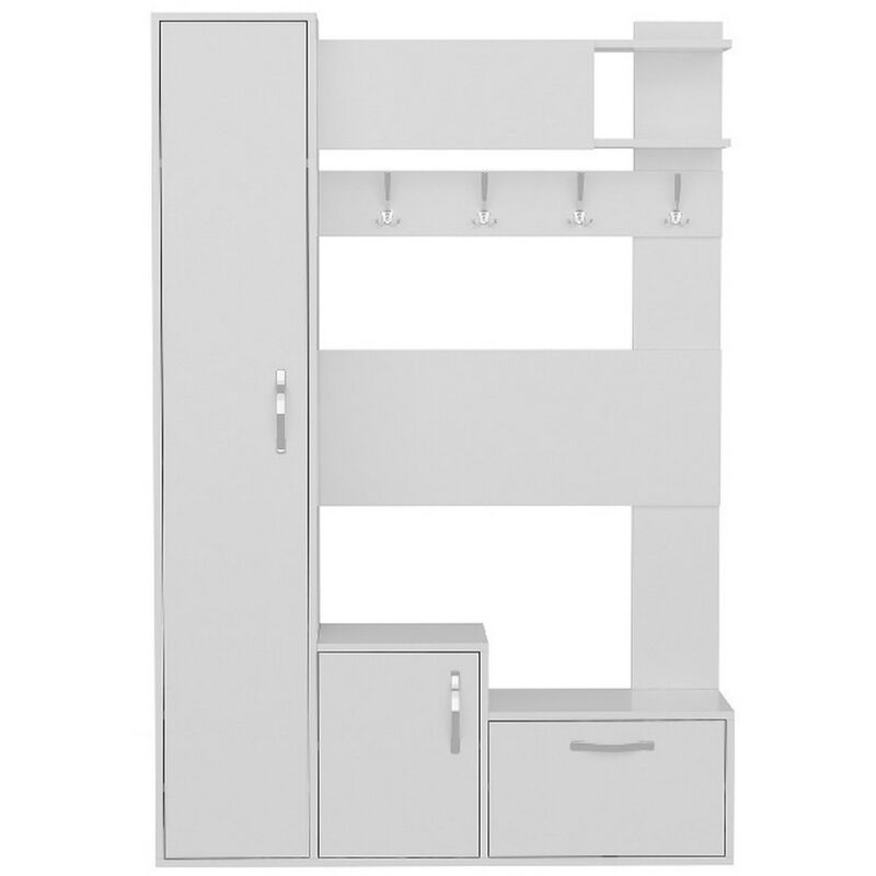 Epikasa - Meuble d'Entrée Ursula, Panneau Aggloméré Mélaminé, Blanc, 125x35x184 cm