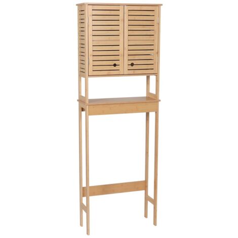 Meuble dessus de Toilettes WC 2 Portes 1 Etagère et 1 Tablette H 172.5 cm - Naturel - TENDANCE