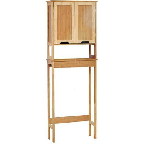 MEUBLE DESSUS WC BAMBOU ET MDF 2 PORTES 1 ETAGERE INTERIEURE - MAHE - Tendance