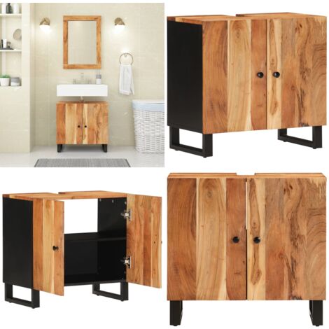 Meuble d'évier 62x33x58 cm bois d'acacia et d'ingénierie - Meubles De Salle De Bain - Armoires De Salle De Bain - Meuble Vasque - Meuble Sous Évier - Bois D'acacia - Home & Living