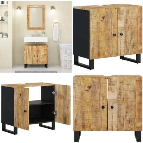 Meuble d'évier 62x33x58 cm bois de manguier et d'ingénierie - Meubles De Salle De Bain - Meuble Vasque - Meuble Sous Lavabo - Commode Salle De Bain - Rangement Salle De Bain - Home & Living
