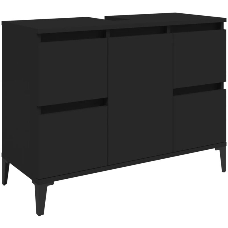 Helloshop26 - Meuble d'évier 80 x 33 x 60 cm bois d'ingénierie noir