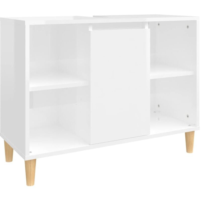 Helloshop26 - Meuble d'évier armoire de lavabo 80 x 33 x 60 cm bois d'ingénierie blanc brillant