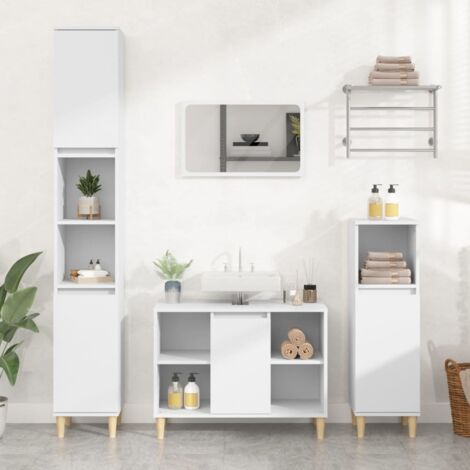 Meuble d'évier-Armoire d'évier blanc 80x33x60 cm bois d'ingénierie 567104