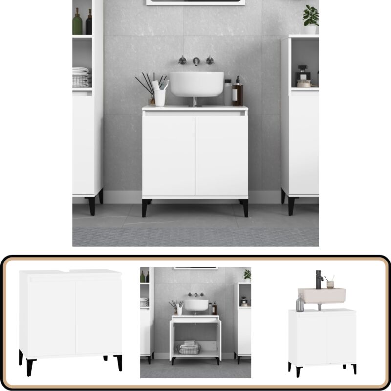 Vidaxl - Meuble d'évier blanc 58x33x60 cm bois d'ingénierie - Meubles De Salle De Bain - Meuble Vasque - Meuble Lavabo - Armoire De Salle De Bain