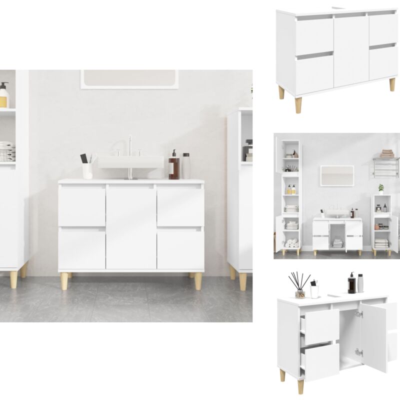 Vidaxl - Meuble d'évier blanc 80x33x60 cm bois d'ingénierie - Armoire De Salle De Bain - Meuble Vasque - Meuble Lavabo - Rangement Salle De Bain