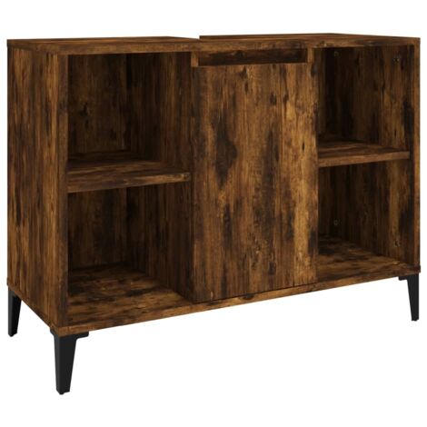 Meuble d'évier chêne fumé 80x33x60 bois d'ingénierie
