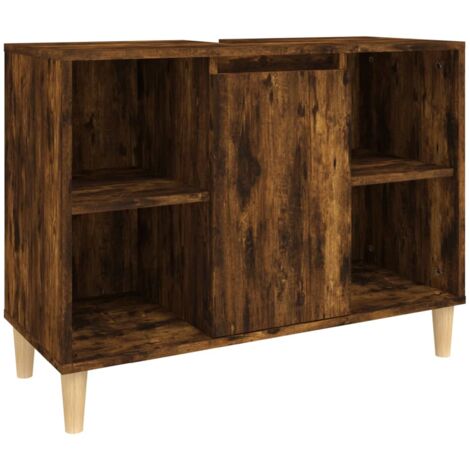 Meuble d'évier chêne fumé 80x33x60 bois d'ingénierie