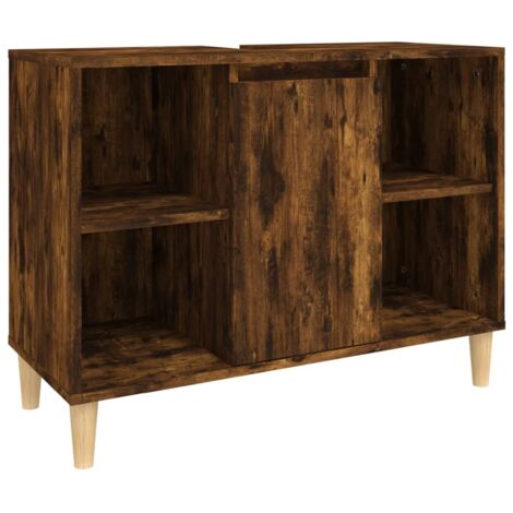Meuble d'évier chêne fumé 80x33x60 cm bois d'ingénierie CFW292960