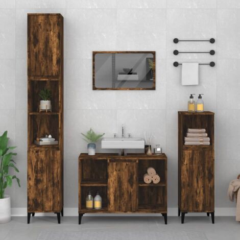 Meuble d'évier chêne fumé 80x33x60 cm bois d'ingénierie CFW73749