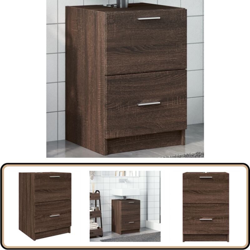 Meuble d'évier chêne marron 40x37x59 cm bois d'ingénierie - Meubles De Salle De Bain - Armoire De Lavabo - Meuble Vasque - Rangement Salle De Bain