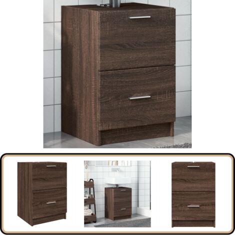 Meuble d'évier chêne marron 40x37x59 cm bois d'ingénierie - Meubles De Salle De Bain - Armoire De Lavabo - Meuble Vasque - Rangement Salle De Bain - Commode Salle De Bain