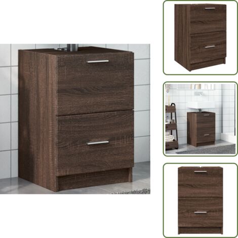 Meuble d'évier chêne marron 40x37x59 cm bois d'ingénierie - Meubles De Salle De Bain - Armoire De Lavabo - Meuble Vasque - Rangement Salle De Bain - Commode Salle De Bain
