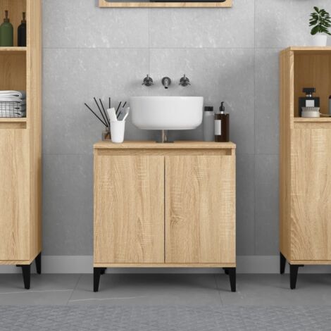 Meuble d'évier sonoma gris 58x33x60 cm bois d'ingénierie   - Grey sonoma
