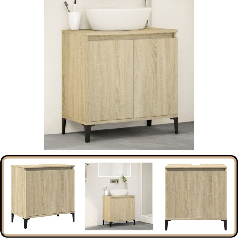 Vidaxl - Meuble d'évier chêne sonoma 58x33x60 cm bois d'ingénierie - Meubles De Salle De Bain - Meuble Vasque - Armoire Lavabo - Rangement Salle De