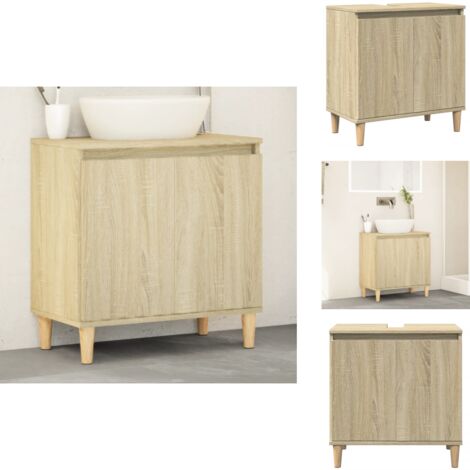 Meuble d'évier chêne sonoma 58x33x60 cm bois d'ingénierie - Meubles De Salle De Bain - Meuble Vasque - Armoire Lavabo - Rangement Salle De Bain - Meuble Sous Évier