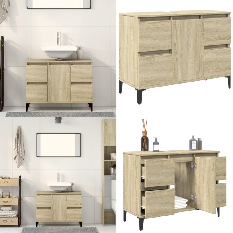 Vidaxl - Meuble d'évier chêne sonoma 80x33x60 cm bois d'ingénierie - Meubles De Salle De Bain - Armoire De Lavabo - Meuble Vasque - Rangement Salle
