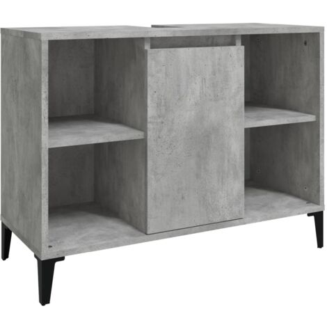 Meuble d'évier gris béton 80x33x60 bois d'ingénierie